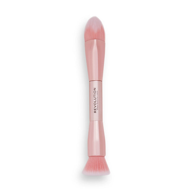 Makeup Revolution Create Seamless Finish Double Ended Foundation Brush dwustronny pędzel do precyzyjnego rozprowadzania podkładu R28