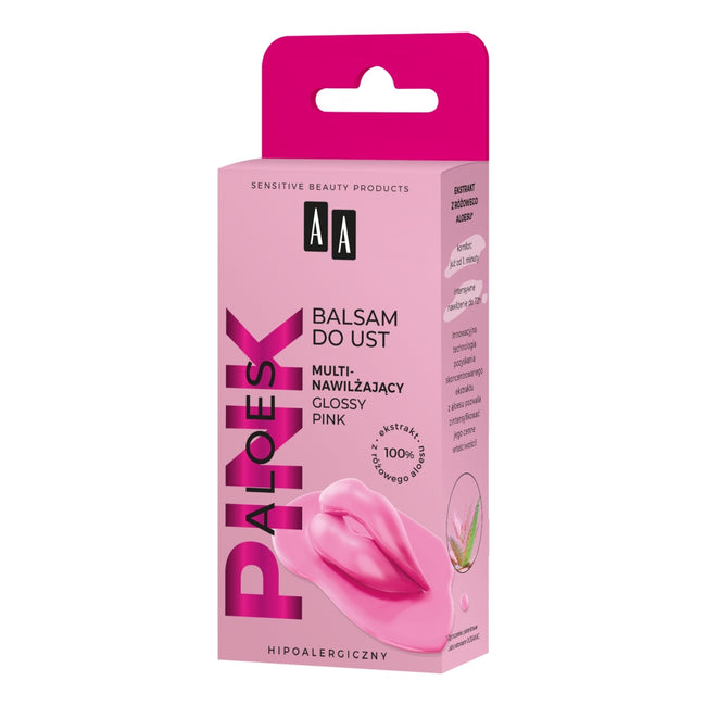 AA Aloes Pink multinawilżający balsam do ust Glossy Pink 10g