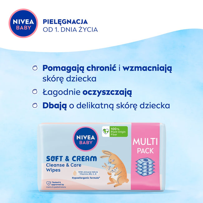 Nivea Baby Soft & Cream chusteczki biodegradowalne 4x57szt