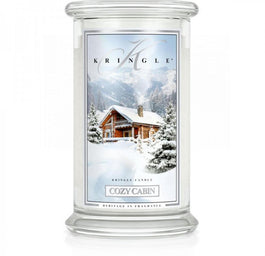 Kringle Candle Duża świeca zapachowa z dwoma knotami Cozy Cabin 623g