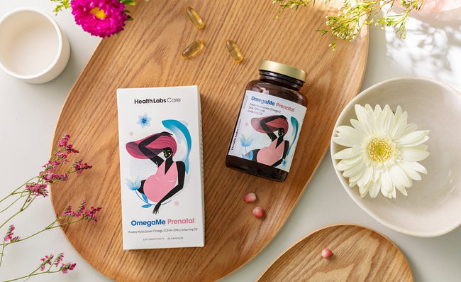 HealthLabs OmegaMe Prenatal kwasy tłuszczowe Omega 3 DHA i EPA z ryb z witaminą D3 suplement diety 60 kapsułek