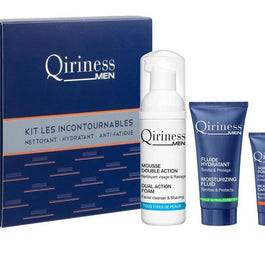 Qiriness Men zestaw The Indispensables Kit Double Action Foam 50ml + Moisturizing Fluid 15ml + Healthy Glow Care 5ml