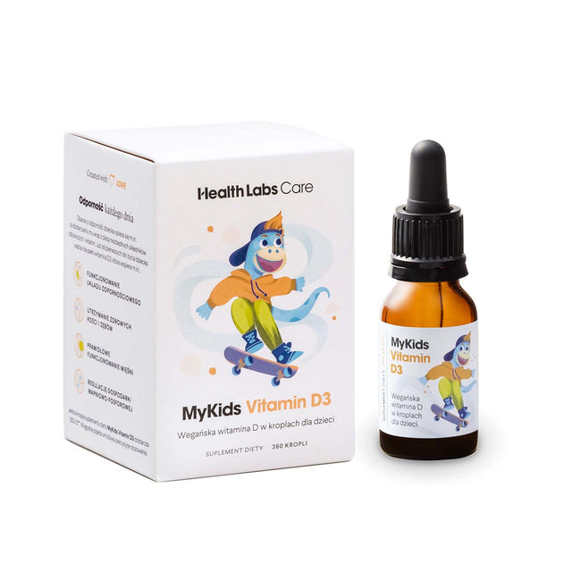 HealthLabs MyKids Vitamin D3 wegańska witamina D w kropelkach dla dzieci suplement diety 9.7ml