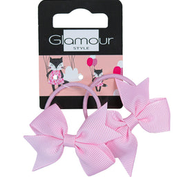 Glamour Kids gumki do włosów Różowe Kokardki 2szt.