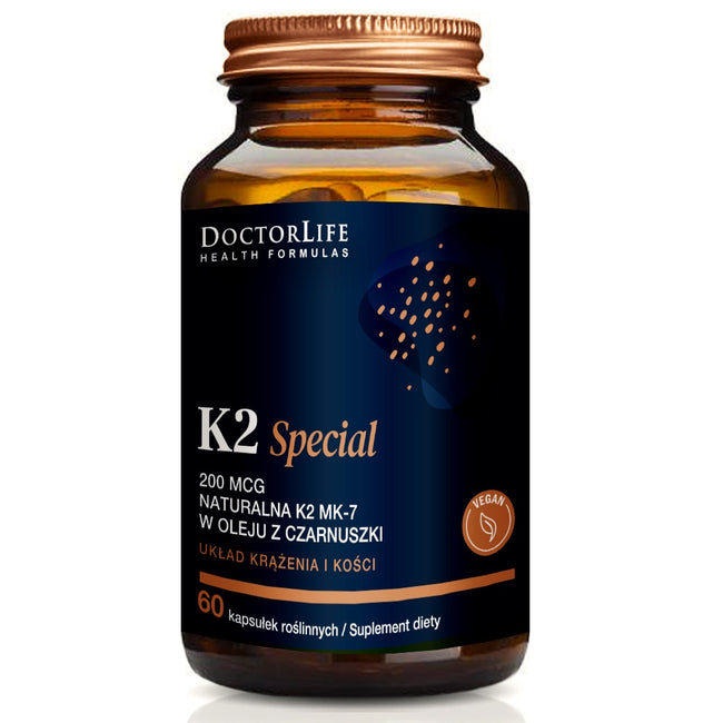 Doctor Life K2 Special 200mcg naturalna K2 MK-7 w oleju z czarnuszki suplement diety 60 kapsułek