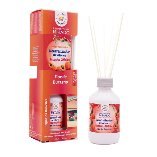 La Casa de los Aromas Speciall Odor Neutralizer Reed Diffuser Difficult Spaces patyczki zapachowe Kwiat Brzoskwini 100ml