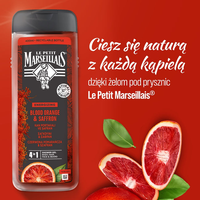 Le Petit Marseillais Żel pod prysznic 4w1 dla mężczyzn Czerwona Pomarańcza & Szafran 400ml