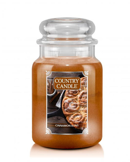 Country Candle Duża świeca zapachowa z dwoma knotami Cinnamon Buns 680g
