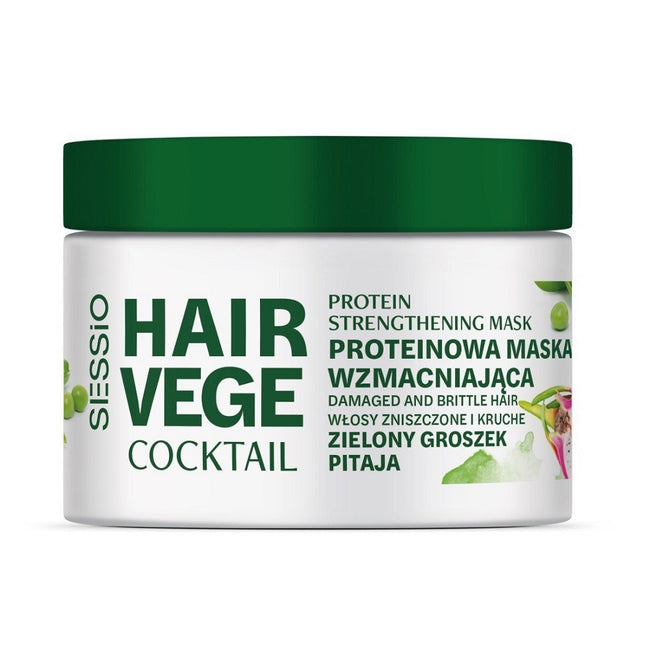 Sessio Hair Vege Cocktail proteinowa maska wzmacniająca Zielony Groszek i Pitaja 250g