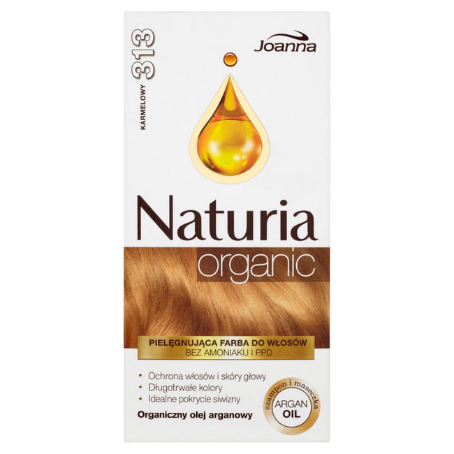 Joanna Naturia Organic pielęgnująca farba do włosów bez amoniaku i PPD 313 Karmelowy