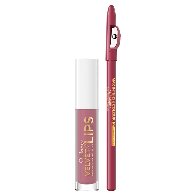 Eveline Cosmetics Oh! My Velvet Lips Liquid Matt Lip Kit zestaw matowa pomadka w płynie 4.5ml + konturówka do ust 1szt 13 Brownie Biscotti