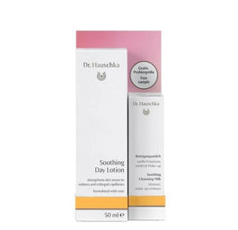 Dr. Hauschka Zestaw Soothing Day Lotion łagodzący balsam na dzień 50ml + Soothing Cleansing Milk kojące mleczko do demakijażu 10ml