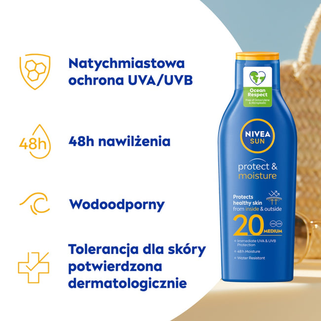 Nivea Sun Protect & Moisture nawilżający balsam do opalania SPF20 200ml