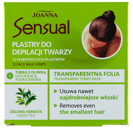 Joanna Sensual plastry do depilacji twarzy Zielona Herbata 12szt + tubka z oliwką łagodzącą podrażnienia 10ml