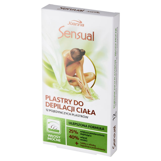 Joanna Sensual plastry do depilacji ciała włosy mocne 12szt + tubka z oliwką łagodzącą 10ml
