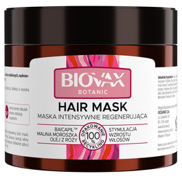 BIOVAX Botanic maska regenerująca Baicapil & Malina Moroszka & Olej z róży 250ml