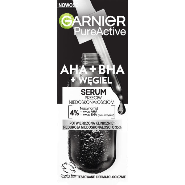 Garnier Pure Active serum przeciw niedoskonałościom AHA + BHA + Węgiel 30ml