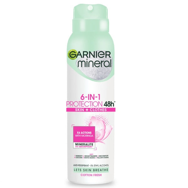 Garnier Mineral 6-in-1 Protection Cotton Fresh antyperspirant spray 150ml