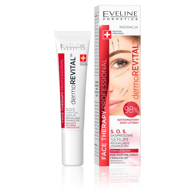 Eveline Cosmetics Face Therapy Professional Dermorevital S.O.S. ekspresowe serum redukujące zmarszczki pod oczy na czoło i okolice ust 15ml