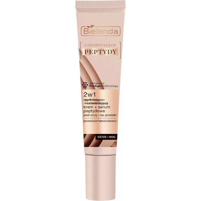 Bielenda Ujędrniające Peptydy ujędrniająco-rozświetlający krem + serum peptydowe 2w1 pod oczy i na powieki 15ml