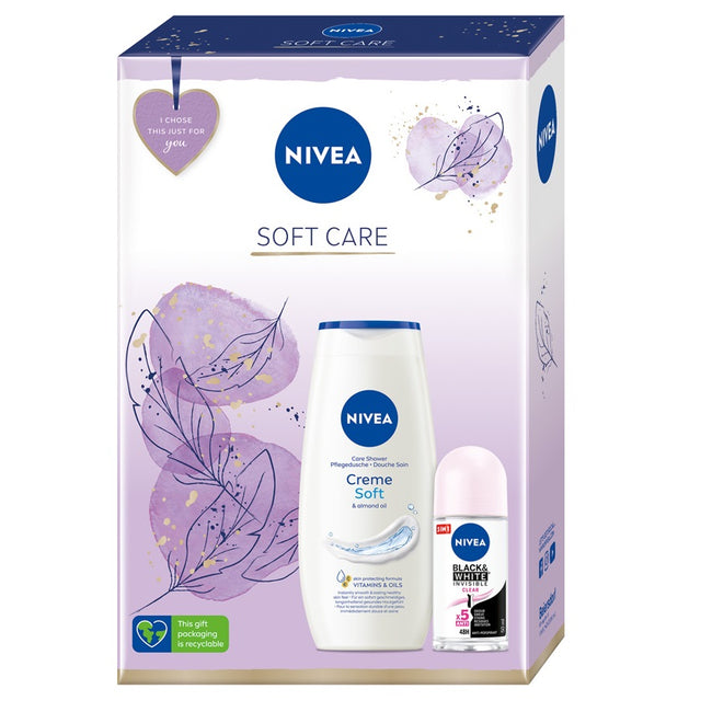 Nivea Soft Care zestaw pielęgnujący żel pod prysznic 250ml + antyperspirant roll-on 50ml
