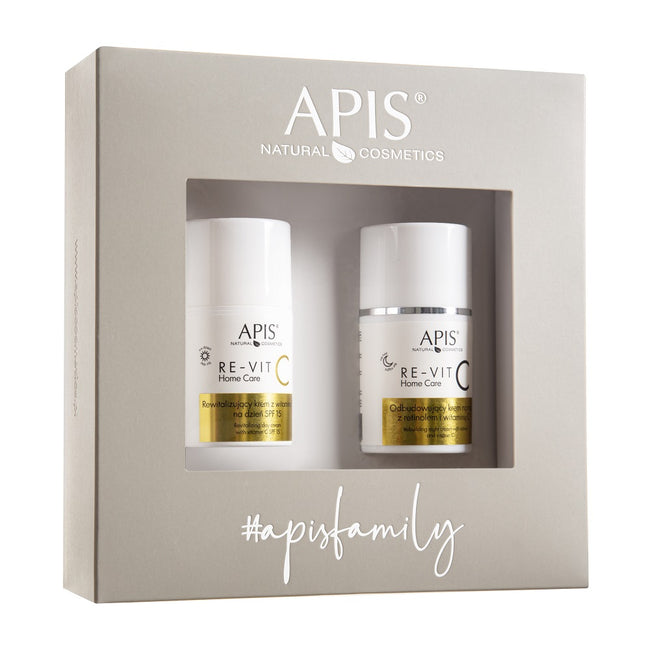 APIS Re-Vit C Home Care zestaw rewitalizujący krem na dzień z witaminą C SPF15 50ml + odbudowujący krem na noc z retinolem i witaminą C 50ml