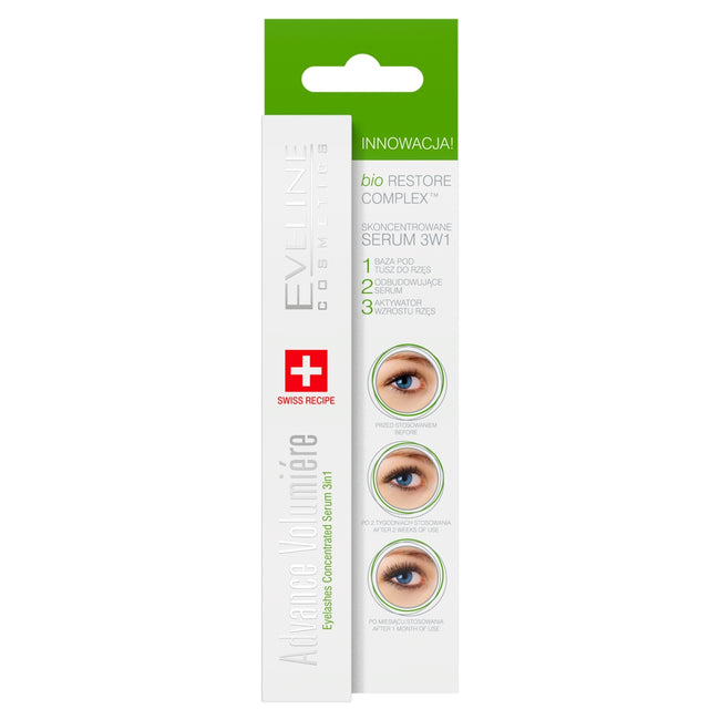 Eveline Cosmetics Advance Volumiere 3w1 skoncentrowane serum do rzęs 10ml
