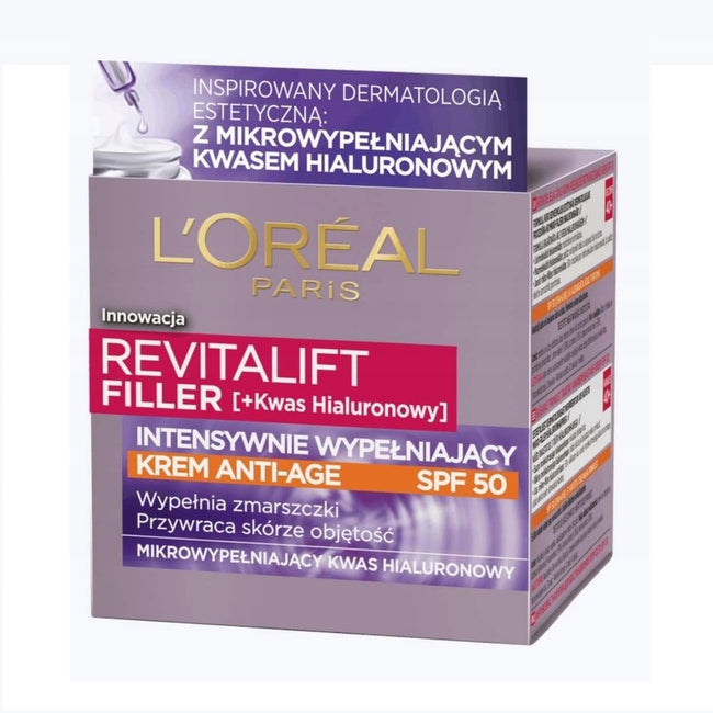 L'Oreal Paris Revitalift Filler [HA] SPF50 intensywnie wypełniający krem do twarzy przeciw oznakom starzenia 50ml