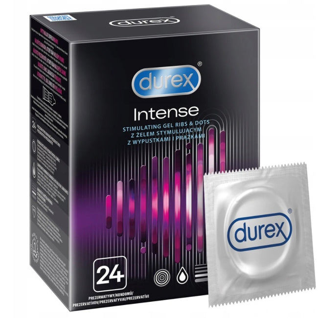 Durex Durex prezerwatywy Intense 24 szt z wypustkami prążkami żel stymulujący