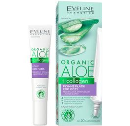 Eveline Cosmetics Organic Aloe + Collagen płynne płatki pod oczy redukujące zmarszczki i kurze łapki 4w1 20ml