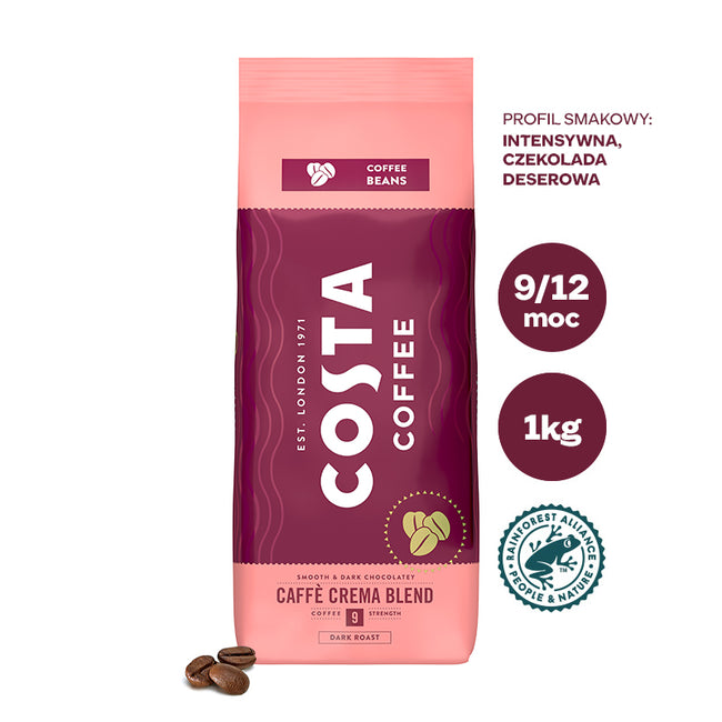 COSTA COFFEE Caffe Crema Blend kawa palona ziarnista Dark Roast 1000g