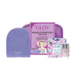 Glov Travel Set Oily Skin podróżny zestaw On-The-Go do oczyszczania cery tłustej + Quick Treat do korekt makijażu + Magnet Cleanser do czyszczenia rękawic i pędzli + kosmetyczka