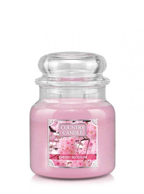 Country Candle Średnia świeca zapachowa z dwoma knotami Cherry Blossom 453g