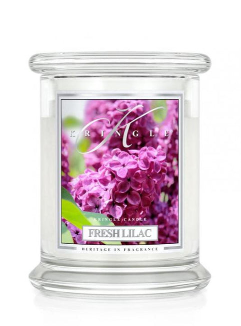 Kringle Candle Średnia świeca zapachowa z dwoma knotami Fresh Lilac 411g