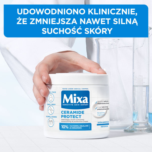 MIXA Ceramide Protect nawilżający krem ochronny do twarzy dłoni i ciała 400ml