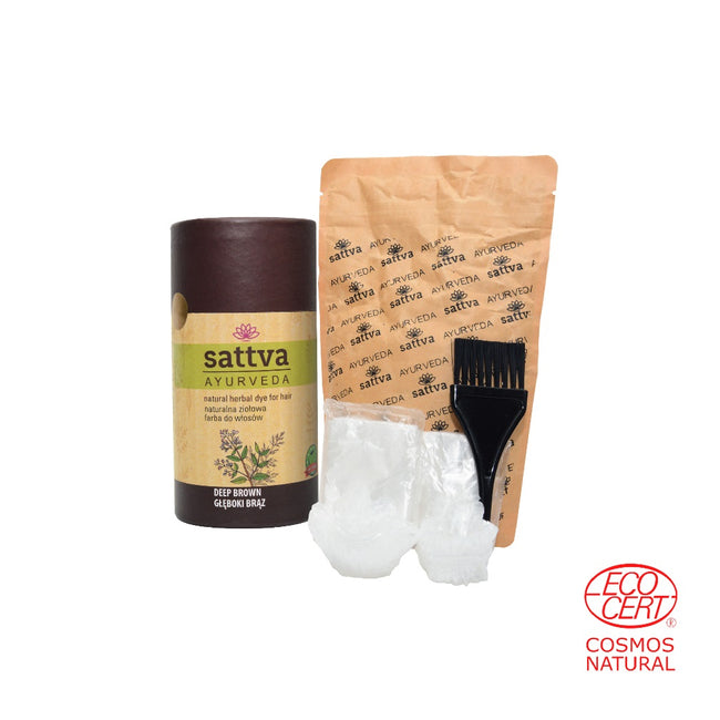 Sattva Natural Herbal Dye for Hair naturalna ziołowa farba do włosów Deep Brown 150g