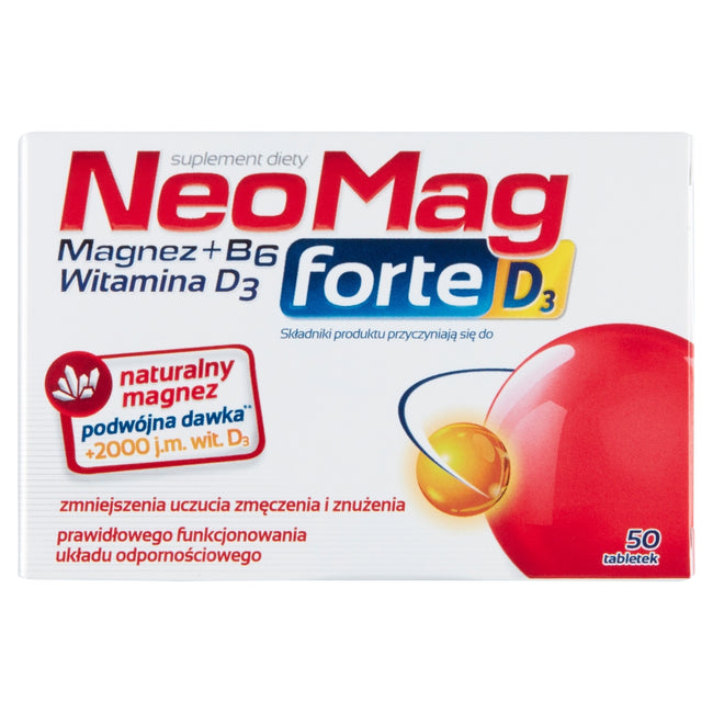 NeoMag Forte D3 suplement diety wspomagający prawidłowe funkcjonowanie układu odpornościowego 50 tabletek