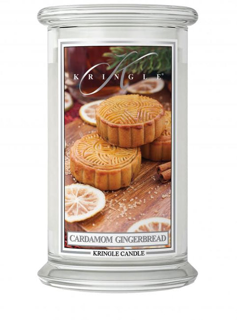 Kringle Candle Duża świeca zapachowa z dwoma knotami Cardamom Gingerbread 623g