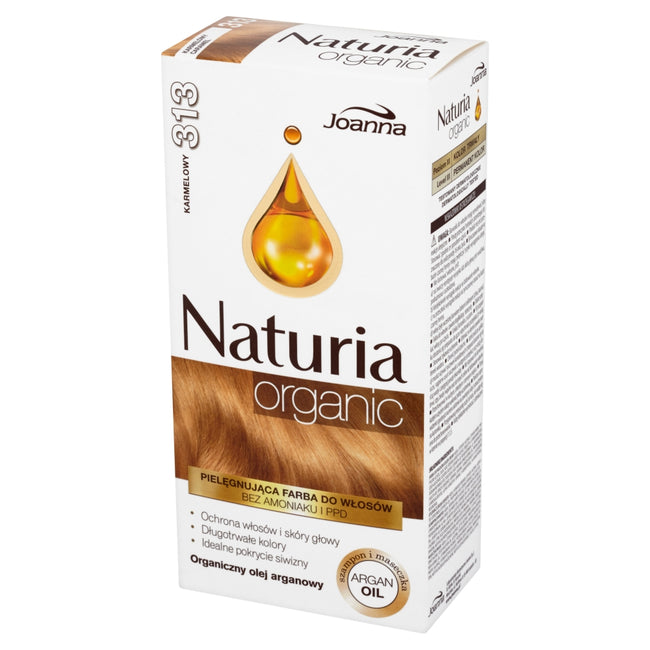 Joanna Naturia Organic pielęgnująca farba do włosów bez amoniaku i PPD 313 Karmelowy