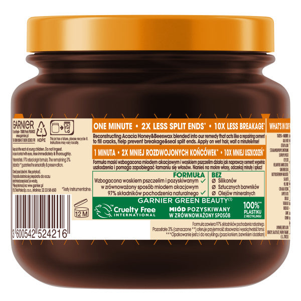 Garnier Botanic Therapy Honey Treasures odbudowująca maska do włosów zniszczonych i łamliwych 340ml