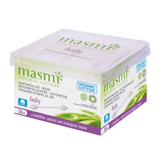 Masmi Natural Cotton patyczki higieniczne do uszu z organicznej bawełny dla dzieci 56szt