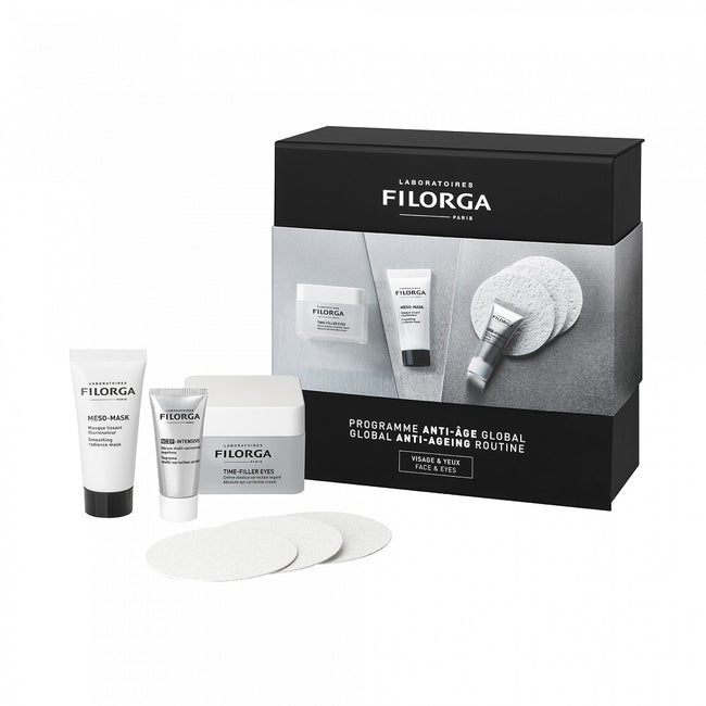 FILORGA Global Anti-Ageing Routine zestaw Time-Filler Eyes 15ml + NCEF-Intensive Serum 7ml + Meso-Mask 15ml + Cellulose Sponges