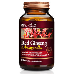 Doctor Life Red Ginseng Żeń-szeń + Ashwagandha Sensoril suplement diety 60 kapsułek