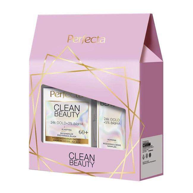 Perfecta Clean Beauty zestaw przeciwzmarszczkowy krem do twarzy 60+ 50ml + wygładzający krem pod oczy 15ml