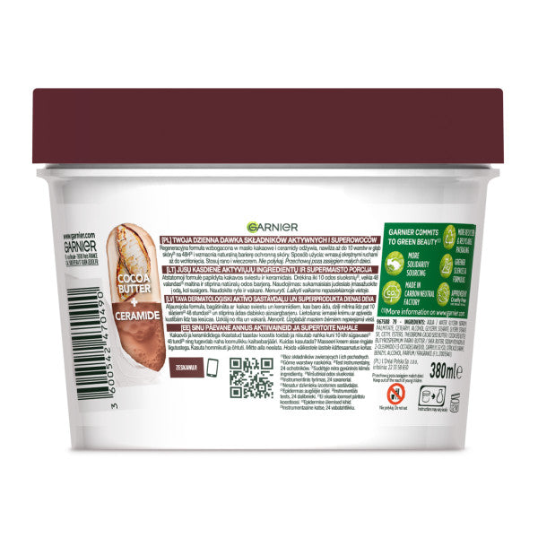 Garnier Body Superfood Cocoa regenerujące masło z masłem kakaowym i ceramidami 380ml