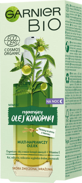 Garnier Bio Reparing Hemp Oil multi-naprawczy olejek do twarzy na noc dla skóry zmęczonej 30ml