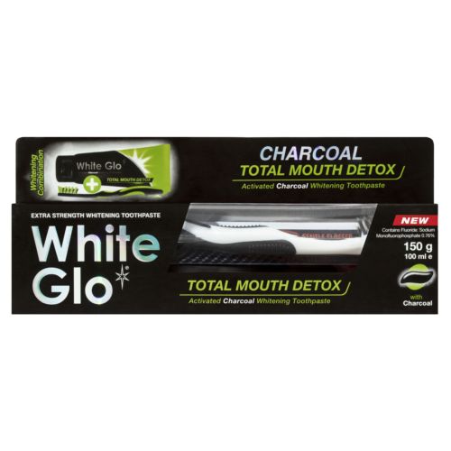 White Glo Charcoal Total Mouth Detox pasta do zębów z aktywnym węglem 100ml + szczoteczka