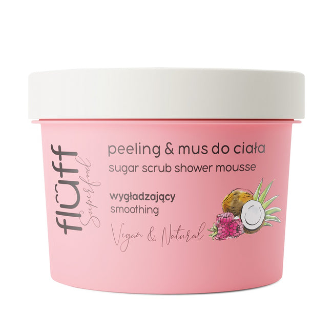 Fluff Sugar Scrub Shower Mousse wygładzający peeling & mus do ciała Malina i Kokos 200ml