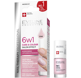 Eveline Cosmetics Therapy Professional skoncentrowana odżywka do paznokci nadająca kolor 6w1 Pink 5ml