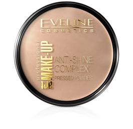 Eveline Cosmetics Art Make-Up Anti-Shine Complex Pressed Powder matujący puder mineralny z jedwabiem 35 Golden Beige 14g